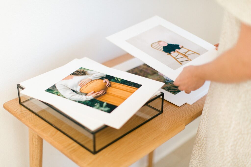 Matted maternity photo prints from a Coeur d'Alene pregnancy photography session