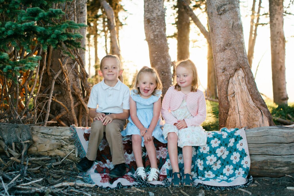 North Idaho and Spokane family photography session in alpine meadow at sunset