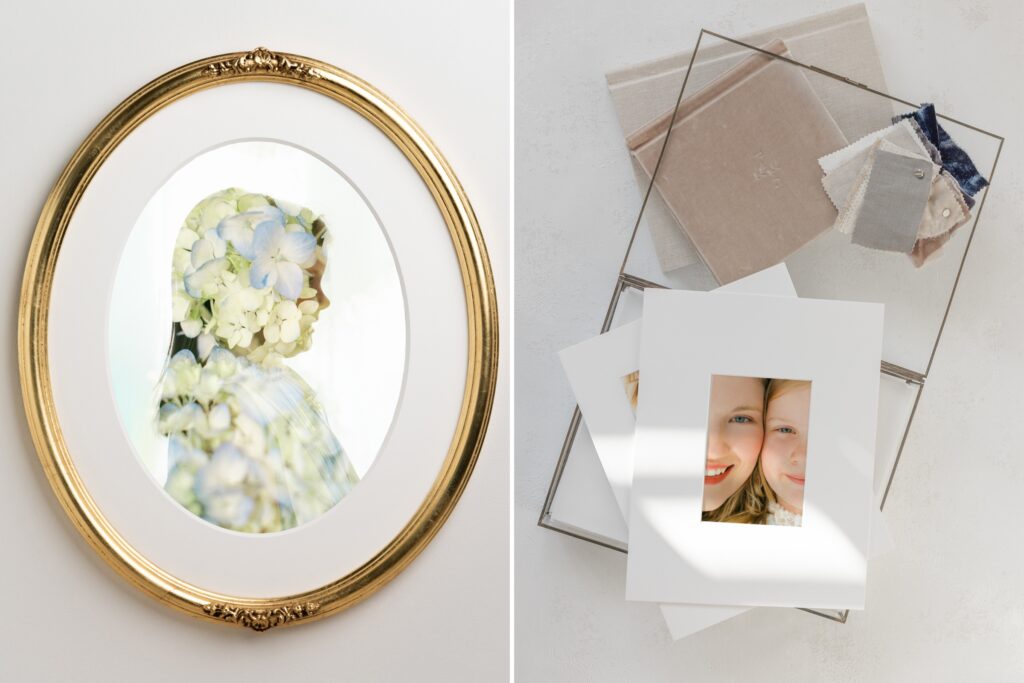 framed double exposure and matted prints of mother and daughter in coeur dalene idaho